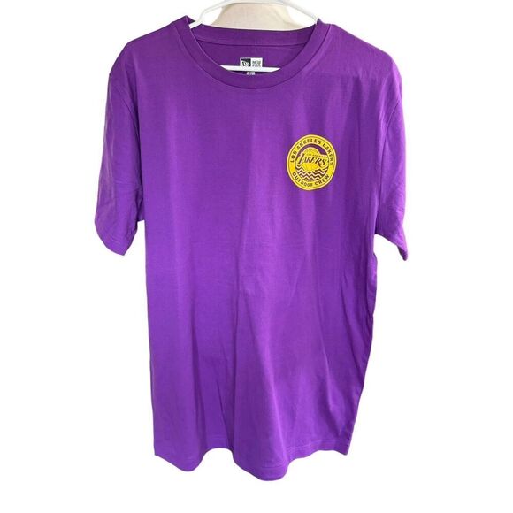 Los Angeles LA Lakers NBA New Era Crew Neck Purple SS Tee Shirt Mens L NE97099M - Picture 2 of 10